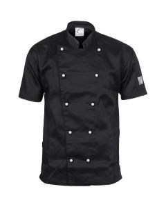 DNC Chefs Unisex Traditional Short Sleeve Jacket-Black-2XS