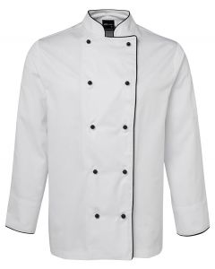 JBs wear Unisex Chef's Jacket Long Sleeve-White Black Piping-2XS