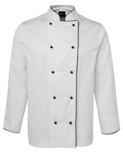 JBs wear Unisex Chef's Jacket Long Sleeve-White Black Piping-2XS