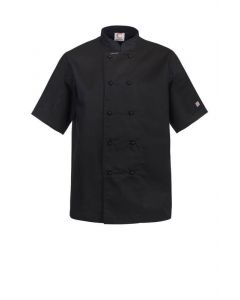 Chefs Craft Unisex Classic Chefs Jacket Short Sleeve -Black-2XS