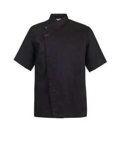 Chefs Craft Unisex Chefs Tunic With Concealed Front Short Sleeve -Black-2XS