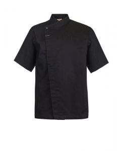 Chefs Craft Unisex Chefs Tunic With Concealed Front Short Sleeve -Black-2XS
