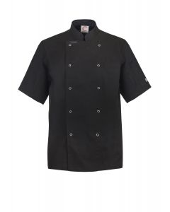 Chefs Craft Unisex Executive Chefs Jacket With Press Studs Short Sleeve -Black-2XS