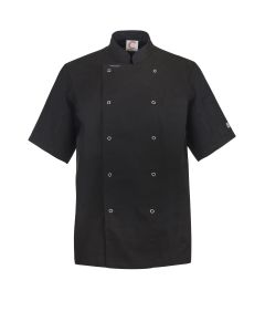 Chefs Craft Unisex Executive Chefs Jacket With Press Studs Short Sleeve -Black-2XS