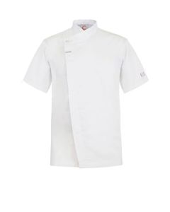 Chefs Craft Unisex Chefs Tunic With Concealed Front Short Sleeve -White-2XS