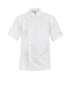 Chefs Craft Unisex Executive Chefs Jacket With Press Studs Short Sleeve -White-2XS
