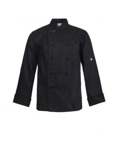Chefs Craft Men's Executive Light Weight Chefs Jacket Long Sleeve -Black-3XS