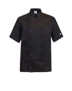 Chefs Craft Unisex Executive Chefs Light Weight Jacket Short Sleeve -Black-3XS