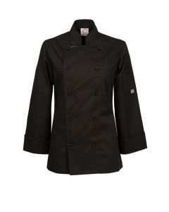 Chefs Craft Ladies Executive Chefs Light Weight Jacket Long Sleeve -Black-6