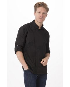 Chef Works Men's Hartford Zipper Short Sleeve Chef Jacket-Black-XS
