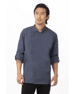 Chef Works Men's Hartford Zipper Short Sleeve Chef Jacket-Blue-XS