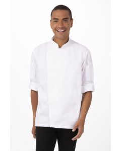 Chef Works Men's Hartford Zipper Short Sleeve Chef Jacket-White-XS