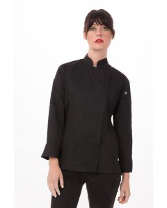Chef Works Women's Hartford Zipper Chef Long Sleeve Jacket-Black-XS