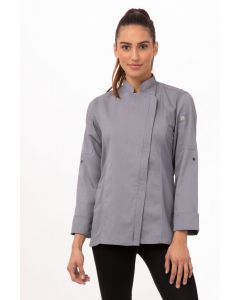 Chef Works Women's Hartford Zipper Chef Long Sleeve Jacket-Grey-XS