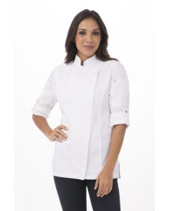 Chef Works Women's Hartford Zipper Chef Long Sleeve Jacket-White-XS