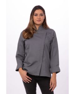 Chef Works Women's Lansing Chef Long Sleeve Jacket-Grey-XS