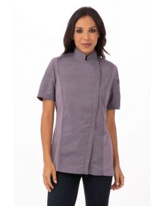 Chef Works Springfield Women's Zipper Chef Short Sleeve Jacket-Purple-XS