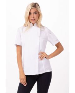 Chef Works Springfield Women's Zipper Chef Short Sleeve Jacket-White-XS