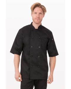 Chef Works Men's Chambery Chef Short Sleeve Jacket-Black-XS