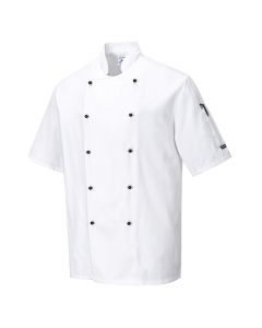 Portwest Men's Kent Chefs Jacket Short Sleeve -White-XS