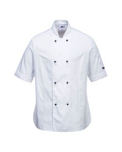 Portwest Ladies Rachel Chefs Jacket Short Sleeve -White-XS
