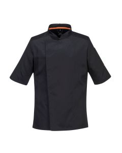 Portwest Men's Chefs Jacket Mesh Air Pro Short Sleeve -Black-S