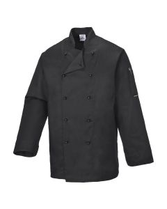Portwest Unisex Somerset Chefs Jacket Long Sleeve -Black-XS