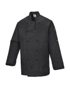 Portwest Unisex Somerset Chefs Jacket Long Sleeve -Black-XS