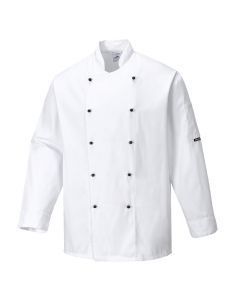 Portwest Unisex Somerset Chefs Jacket Long Sleeve -White-XS