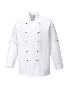 Portwest Unisex Somerset Chefs Jacket Long Sleeve -White-XS