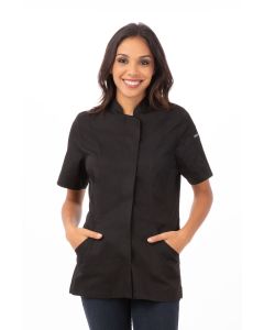 Chef Works Roxby Women's Chef Short Sleeve Jacket-Black-XS