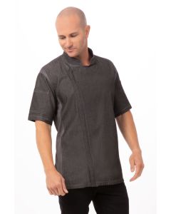 Chef Works Men's Delancey Chef Short Sleeve Jacket-Black-S