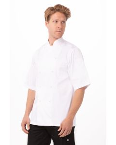 Chef Works Men's Capri White 100% Cotton Chef Short Sleeve Jacket-White-34