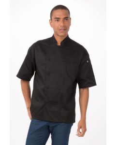 Chef Works Men's Palermo Cool Vent Chef Short Sleeve Jacket-Black-XS