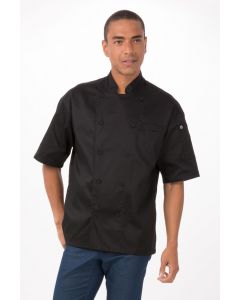 Chef Works Men's Palermo Cool Vent Chef Short Sleeve Jacket-Black-XS
