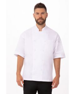 Chef Works Men's Palermo Cool Vent Chef Short Sleeve Jacket-White-XS