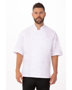 Chef Works Men's Palermo Cool Vent Chef Short Sleeve Jacket-White-XS