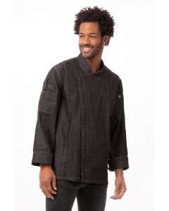 Chef Works Men's Gramercy Denim Chef Jacket Long Sleeve -Black Denim-XS