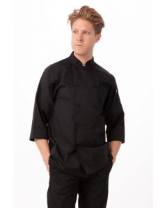 Chef Works Unisex Morocco 3/4 Sleeve Chef Long Sleeve Jacket-Black-XS