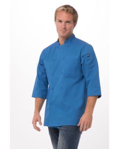 Chef Works Unisex Morocco 3/4 Sleeve Chef Long Sleeve Jacket-Blue-XS