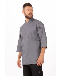 Chef Works Unisex Morocco 3/4 Sleeve Chef Long Sleeve Jacket-Grey-XS
