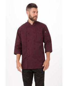 Chef Works Unisex Morocco 3/4 Sleeve Chef Long Sleeve Jacket-Merlot-XS