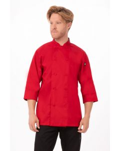 Chef Works Unisex Morocco 3/4 Sleeve Chef Long Sleeve Jacket-Red-XS