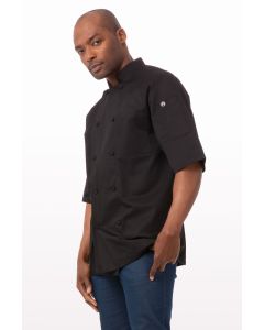 Chef Works Men's Montreal Cool Vent Chef Short Sleeve Jacket-Black-XS