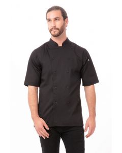 Chef Works Men's Avignon Chef Short Sleeve Bistro Shirt-Black-S
