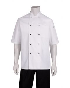 Chef Works Men's Macquarie Basic Chef Short Sleeve Jacket-White-XS