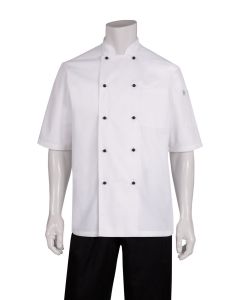 Chef Works Men's Macquarie Basic Chef Short Sleeve Jacket-White-XS