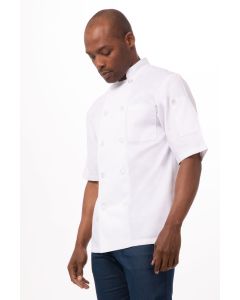 Chef Works Men's Volnay White Chef Short Sleeve Jacket-White-XS