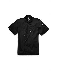 Chef Works Men's Cannes Press Stud Chef Short Sleeve Jacket-Black-2XS