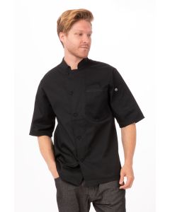 Chef Works Men's Valais V-Series Chef Short Sleeve Jacket-Black-XS